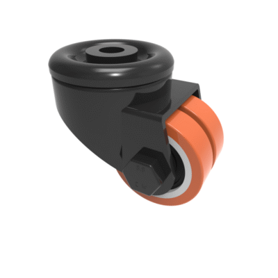 Polyurethane Cast Iron Bolt Hole Swivel Castor 50mm 160kg Load
