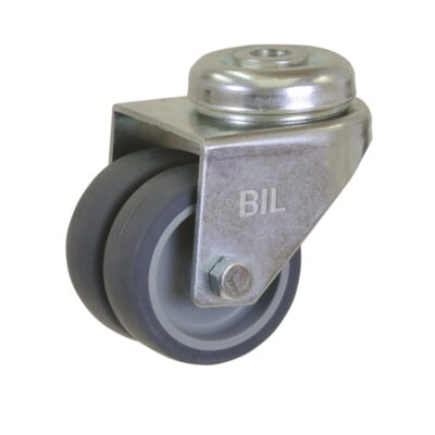 Rubber Bolt Hole Swivel Castor 75mm 80kg Load