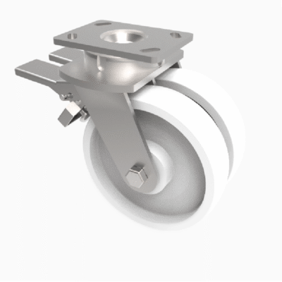 Nylon Plate Swivel Castor Brake 125mm 1500kg Load