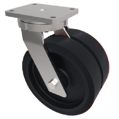 Elastic Rubber Cast Iron Plate Swivel Castor 125mm 600kg Load