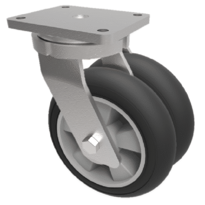 Black Soft Elastic Rubber on Aluminium Plate Swivel Castor 150mm 500kg Load