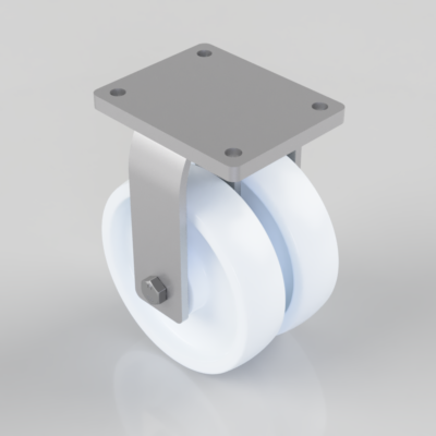 Nylon Plate Fixed Castor 200mm 2000kg Load