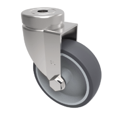 Grey Rubber Bolt Hole Swivel Castor 75mm 50kg Load