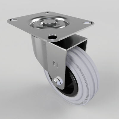 Grey Rubber Polypropylene Plate Swivel Castor 100mm 70kg Load