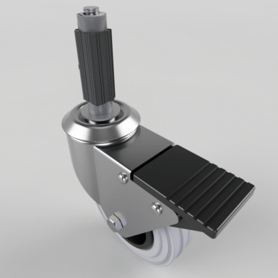 Grey Rubber Swivel Braked Expander 100mm 70kg