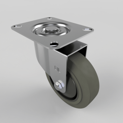 Soft Grey Rubber Plate Swivel Castor 100mm 100kg Load