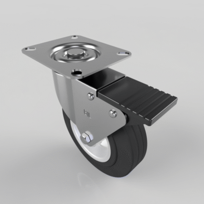 Black Rubber Steel Plate Brake 125mm 90kg Load