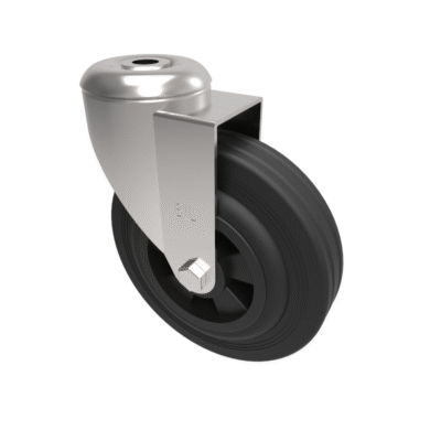 Black Rubber Bolt Hole Swivel Castor 125mm 90kg Load