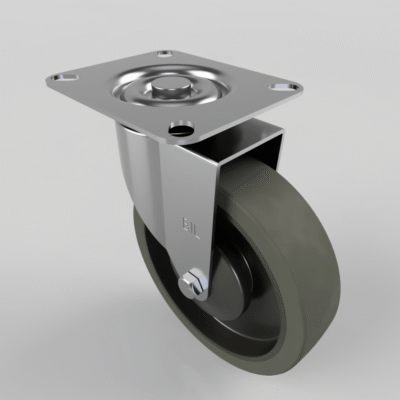 Soft Grey Rubber Plate Swivel Castor 125mm 120kg Load