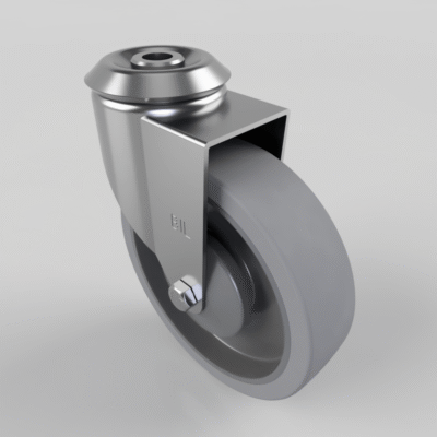 Soft Grey Rubber Bolt Hole Swivel Castor 125mm 120kg Load