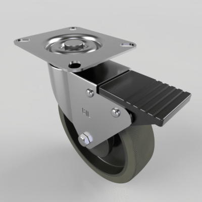 Soft Grey Rubber Plate Swivel Castor Brake 125mm 125kg Load