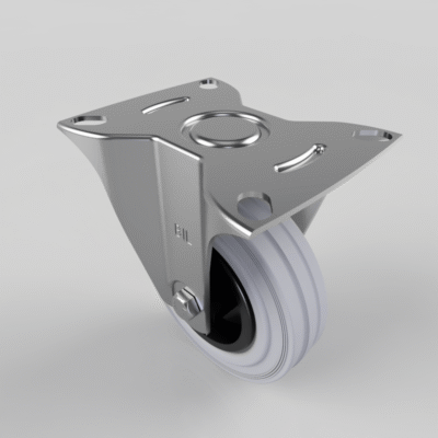 Grey Rubber Polypropylene Plate Fixed Castor 100mm 70kg Load