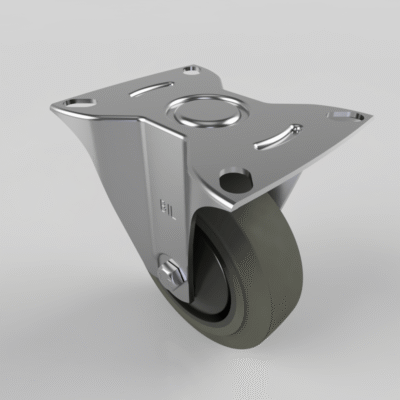 Soft Grey Rubber Plate Fixed Castor 100mm 100kg Load