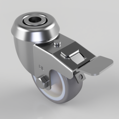 Rubber Bolt Hole Swivel Castor Brake 50mm 40kg