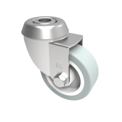 Grey Rubber Bolt Hole Swivel Castor 50mm 40kg Load