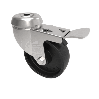 Polypropylene Bolt Hole Swivel Castor Brake 75mm 70kg Load