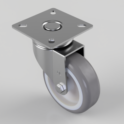 Grey Rubber Plate Swivel Castor 75mm 50kg Load