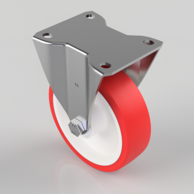 Polyurethane Nylon Plate Fixed Castor 125mm 300kg Load