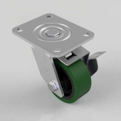 Polyurethane on Cast Iron Plate Swivel Castor Brake 100mm 300kg Load