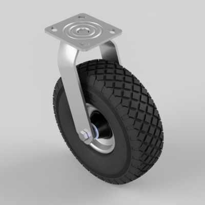 Puncture Proof Polyurethane Plate Swivel Castor 260mm 150kg Load