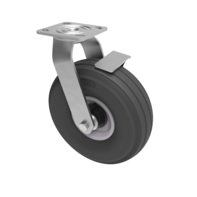 Puncture Proof Polyurethane Plate Swivel Castor Brake 260mm 150kg Load