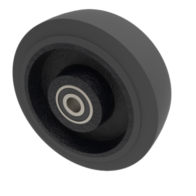 Elastic Rubber Cast Iron 200mm Ball Bearing Wheel 600kg Load