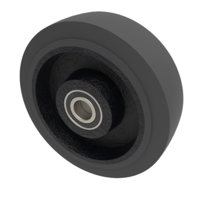Elastic Rubber Cast Iron 200mm Ball Bearing Wheel 600kg Load