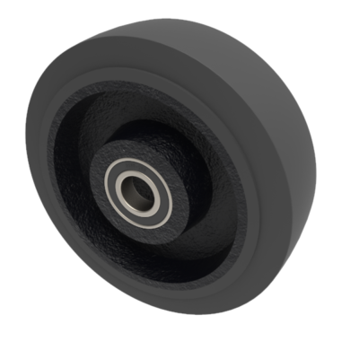 Elastic Rubber Cast Iron 200mm Ball Bearing Wheel 600kg Load
