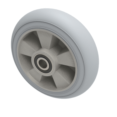 Grey Soft Elastic Rubber 200mm Ball Bearing Wheel 380kg Load