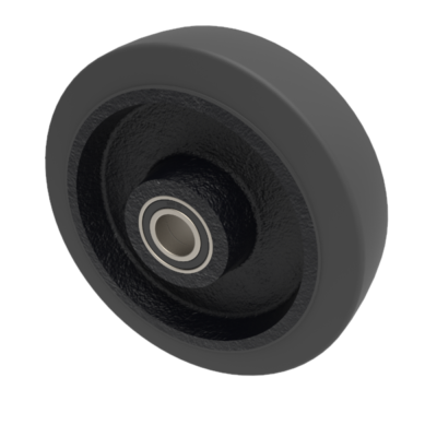 Elastic Rubber Cast Iron 200mm Ball Bearing Wheel 450kg Load