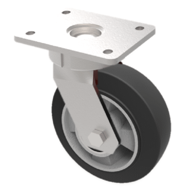 Elastic Rubber on Aluminium Plate Swivel Castor 100mm 250kg Load