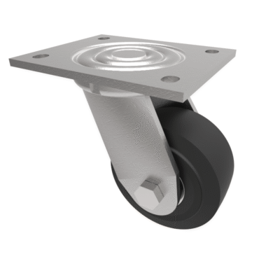 Elastic Rubber Cast Iron Plate Swivel Castor 100mm 210kg Load