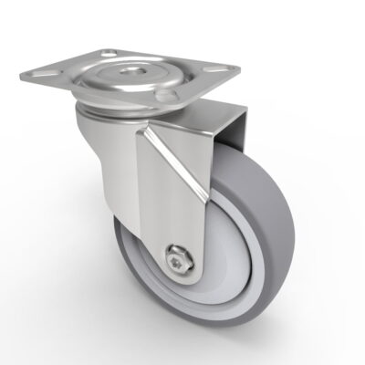 Rubber Swivel Castor Top Plate 100mm 90kg