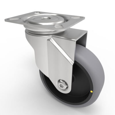 Electrically Conductive Rubber Plate Swivel Castor 100mm 90kg Load