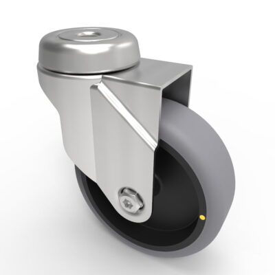 Electrically Conductive Rubber Bolt Hole Swivel Castor 100mm 90kg Load