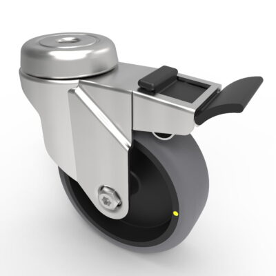 Electrically Conductive Rubber Bolt Hole Swivel Castor Brake 100mm 90kg