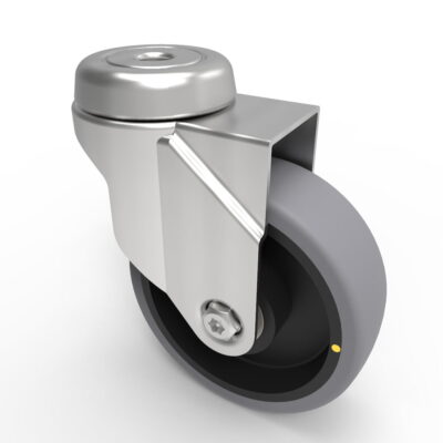 Electrically Conductive Rubber Bolt Hole Swivel Castor 100mm 90kg Load