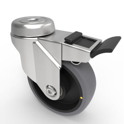Electrically Conductive Rubber Bolt Hole Swivel Castor Brake 100mm 90kg