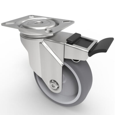 Rubber Swivel Castor Plate Brake 100mm 90kg