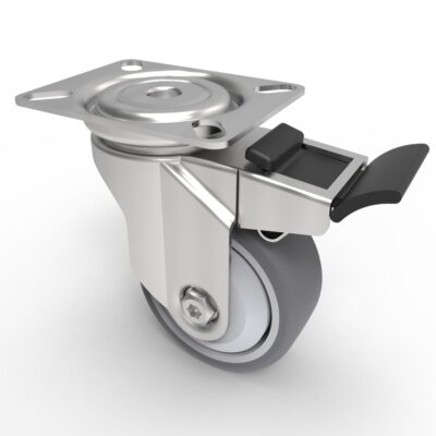 Rubber Swivel Castor Plate Brake75mm 70kg