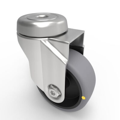 Electrically Conductive Rubber Bolt Hole Swivel Castor 75mm 70kg Load