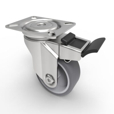 Rubber Swivel Castor Plate Brake 75mm 70kg