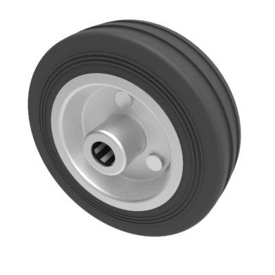 Black Rubber Pressed Steel 100mm Roller Bearing Wheel 70kg Load