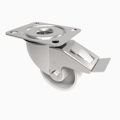 Polypropylene Plate Swivel Castor Brake 80mm 90kg Load