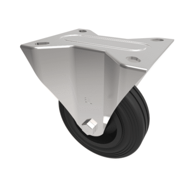 Black Rubber Plate Fixed Castor 100mm 70kg Load