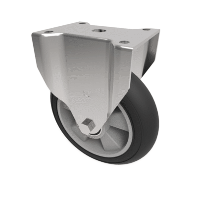 Black Soft Elastic Rubber Plate Fixed Castor 160mm 300kg Load