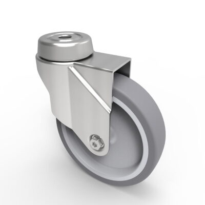 Grey Rubber Polypropylene Bolt Hole Swivel Castor 100mm 70kg Load