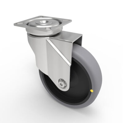 Electrically Conductive Rubber Plate Swivel Castor 100mm 70kg Load
