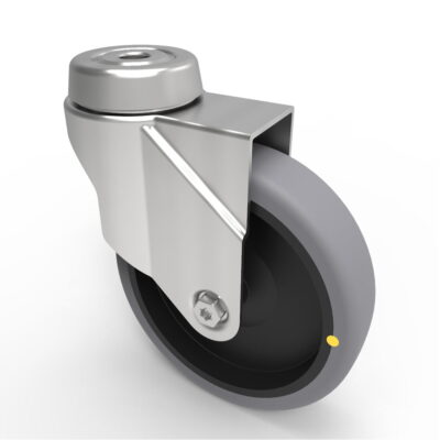 Electrically Conductive Rubber Bolt Hole Swivel Castor 100mm 70kg Load