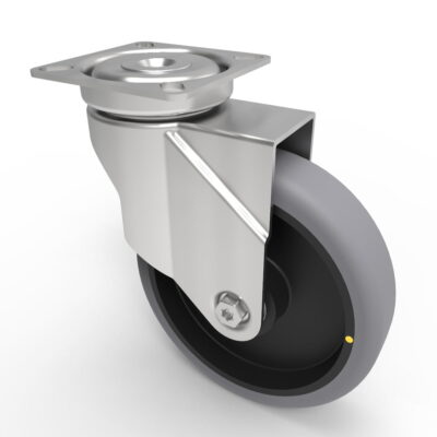 Electrically Conductive Rubber Plate Swivel Castor 100mm 70kg Load